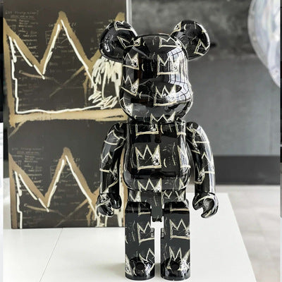 28cm Plated Designer Bear Sculpture – Punk Style Art Toy