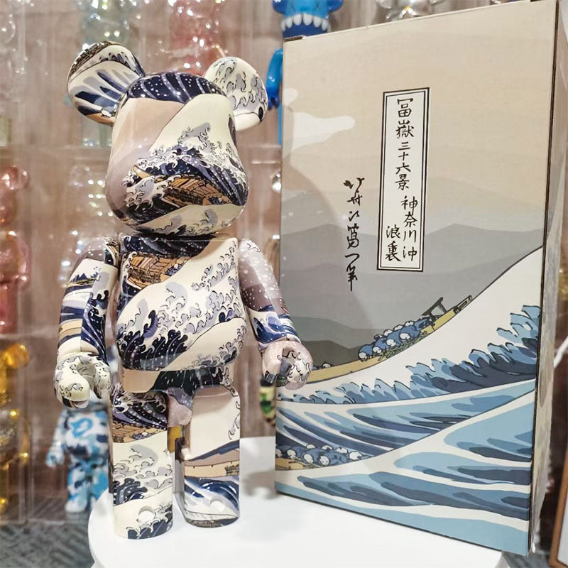 28cm Plated Designer Bear Sculpture – Punk Style Art Toy