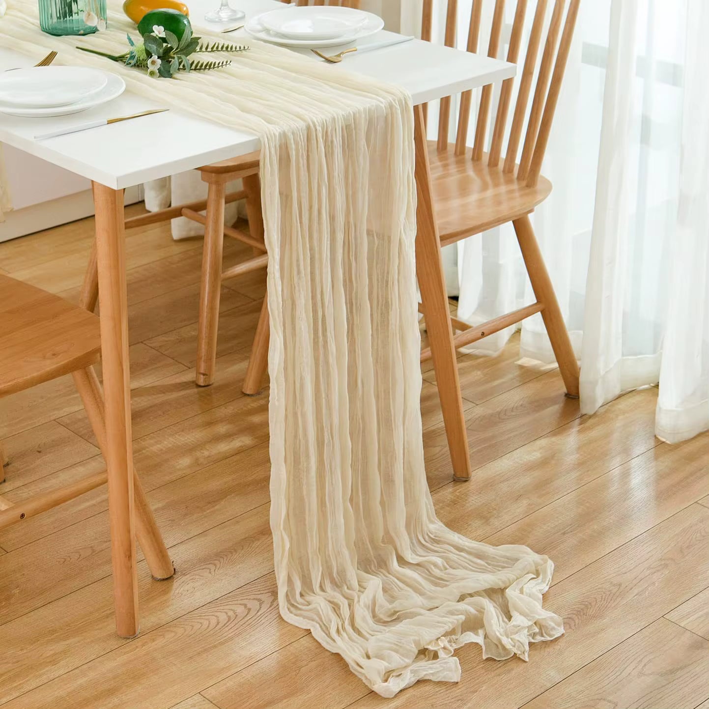 Elegant Gauze Table Runner – Long Soft Fabric for Holiday & Event Tables