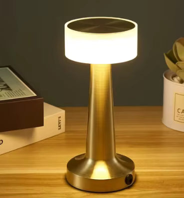 Rechargeable Cordless LED Touch Table Lamp – Mini Gold Night Light with 3 Brightness Levels for Hotels & Restaurants