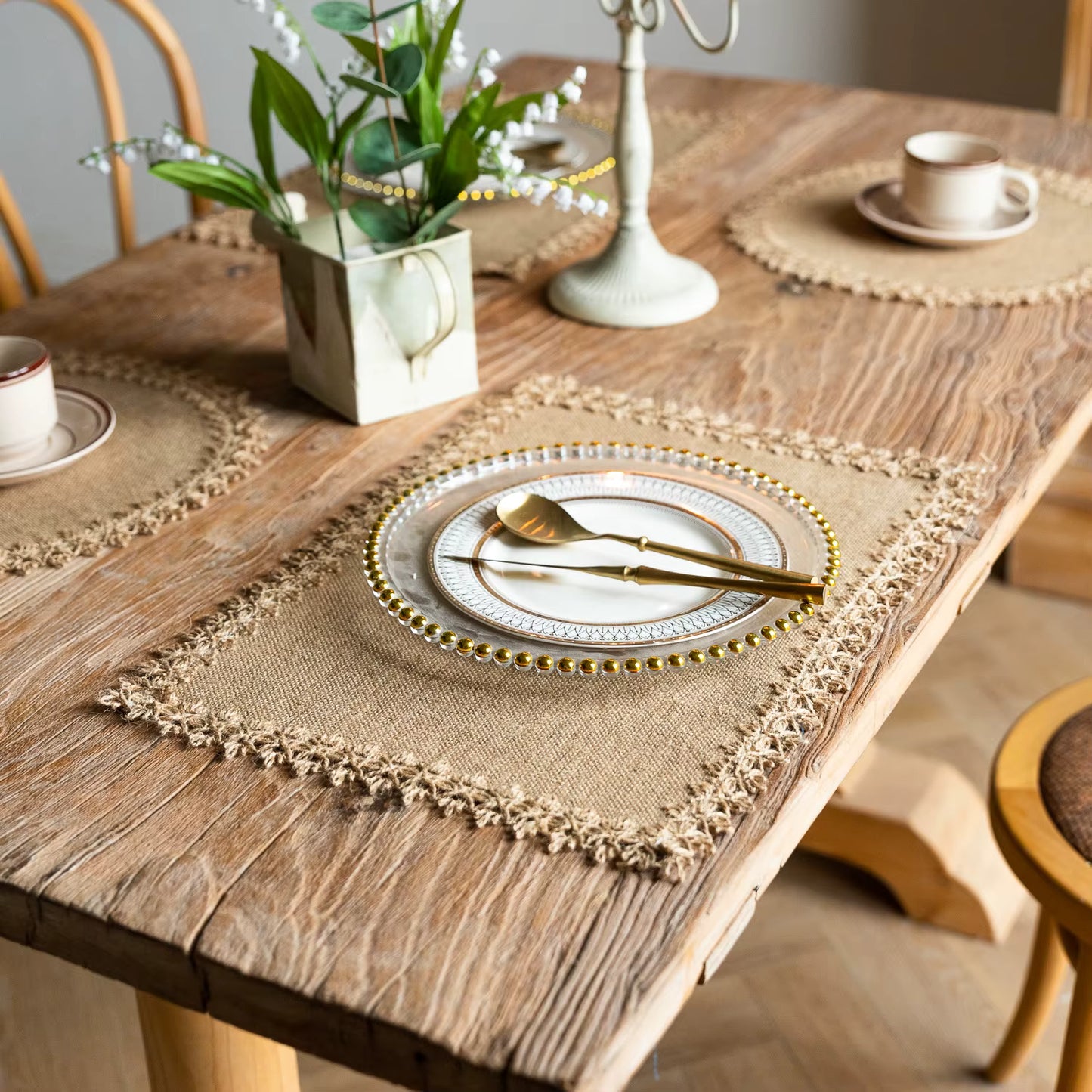 Rustic Jute Placemats – Farmhouse-Style Natural Table Mats