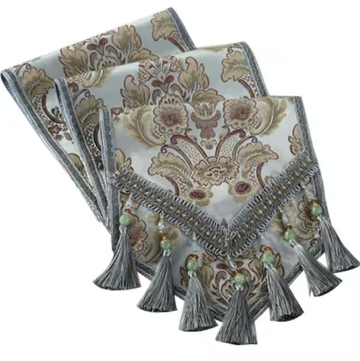 Elegant Jacquard Table Runner – European Style with Tassels for Banquets & Holidays