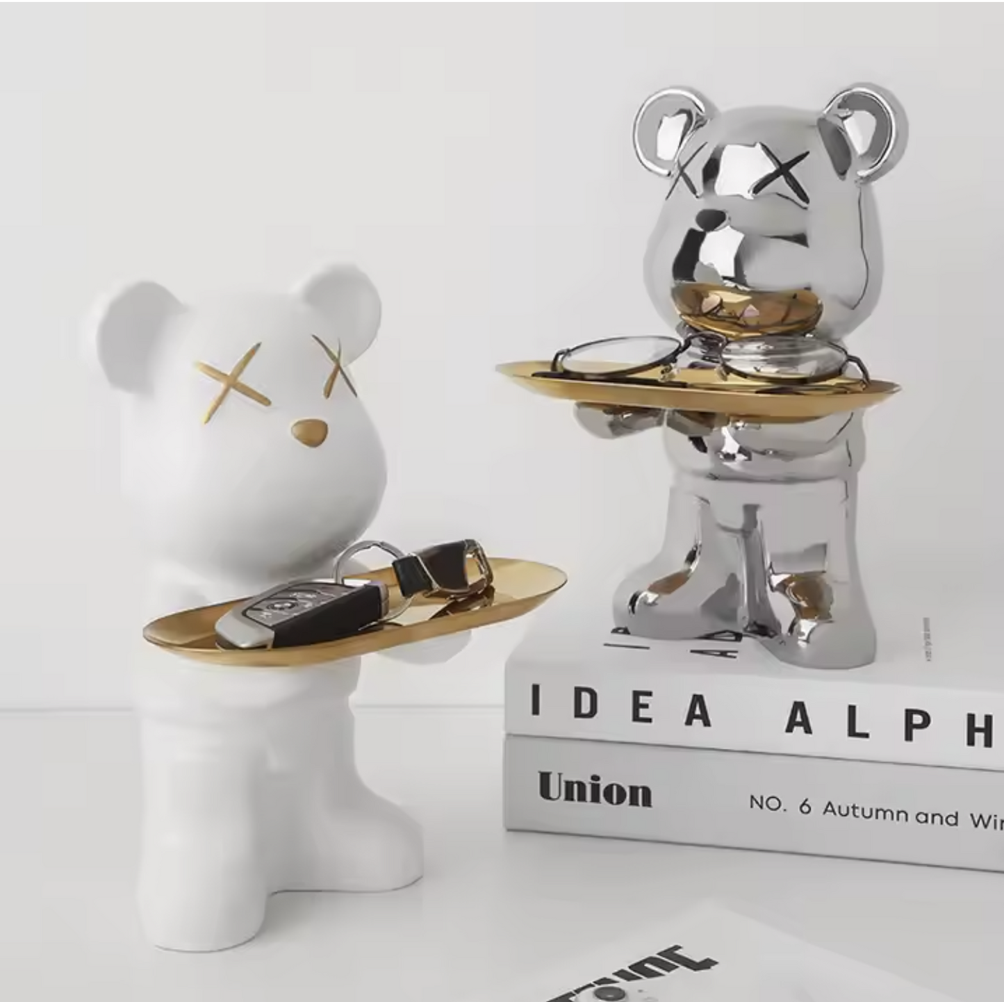Modern Ceramic Bear Tray – Animal Figurine & Home Decor Accent
