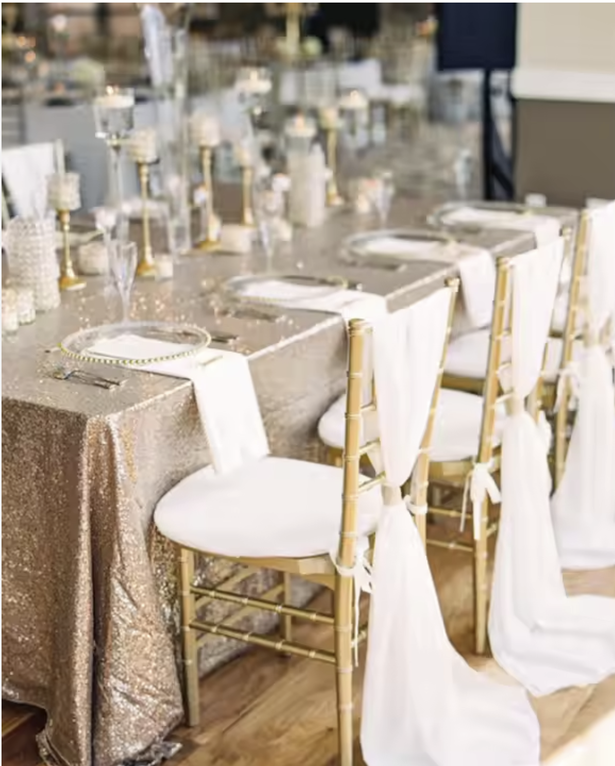 54×180cm White Chair Sashes – Sheer Chiffon Covers for Weddings & Parties