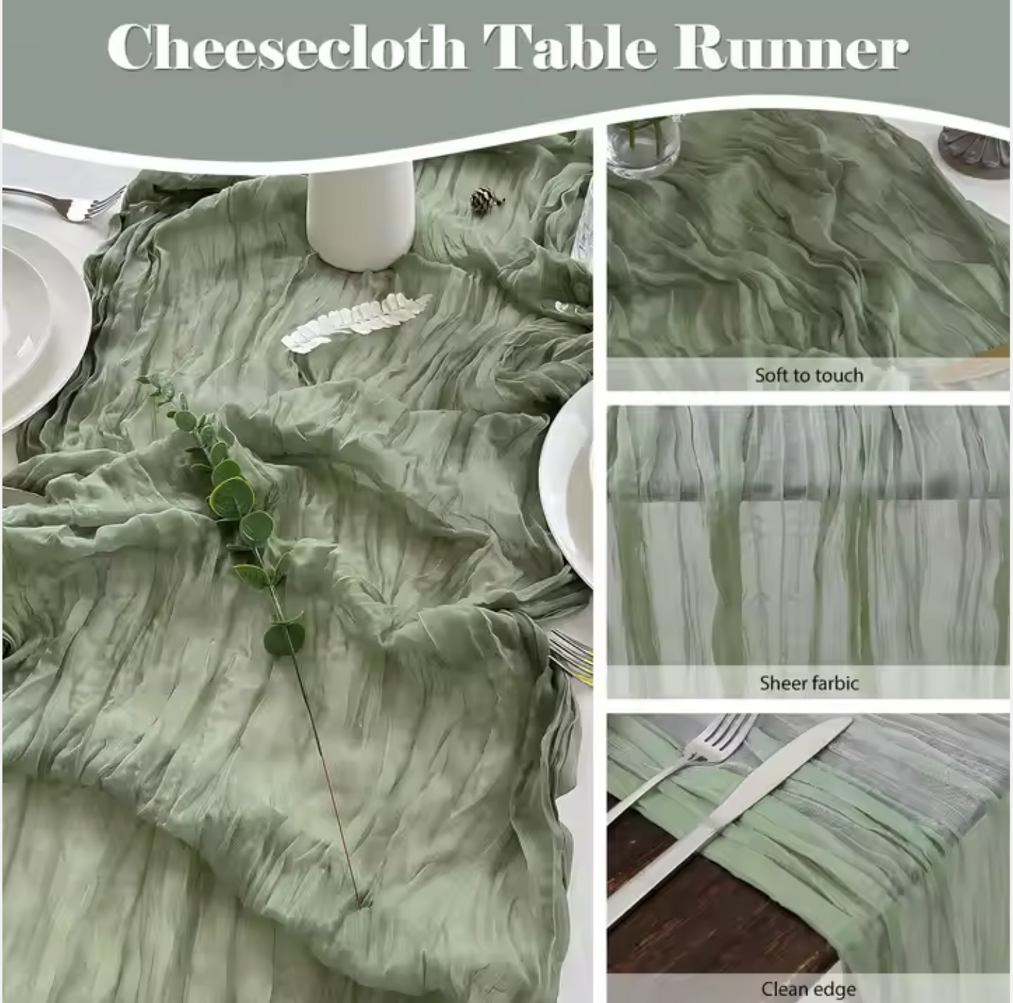 Elegant Gauze Table Runner – Long Soft Fabric for Holiday & Event Tables