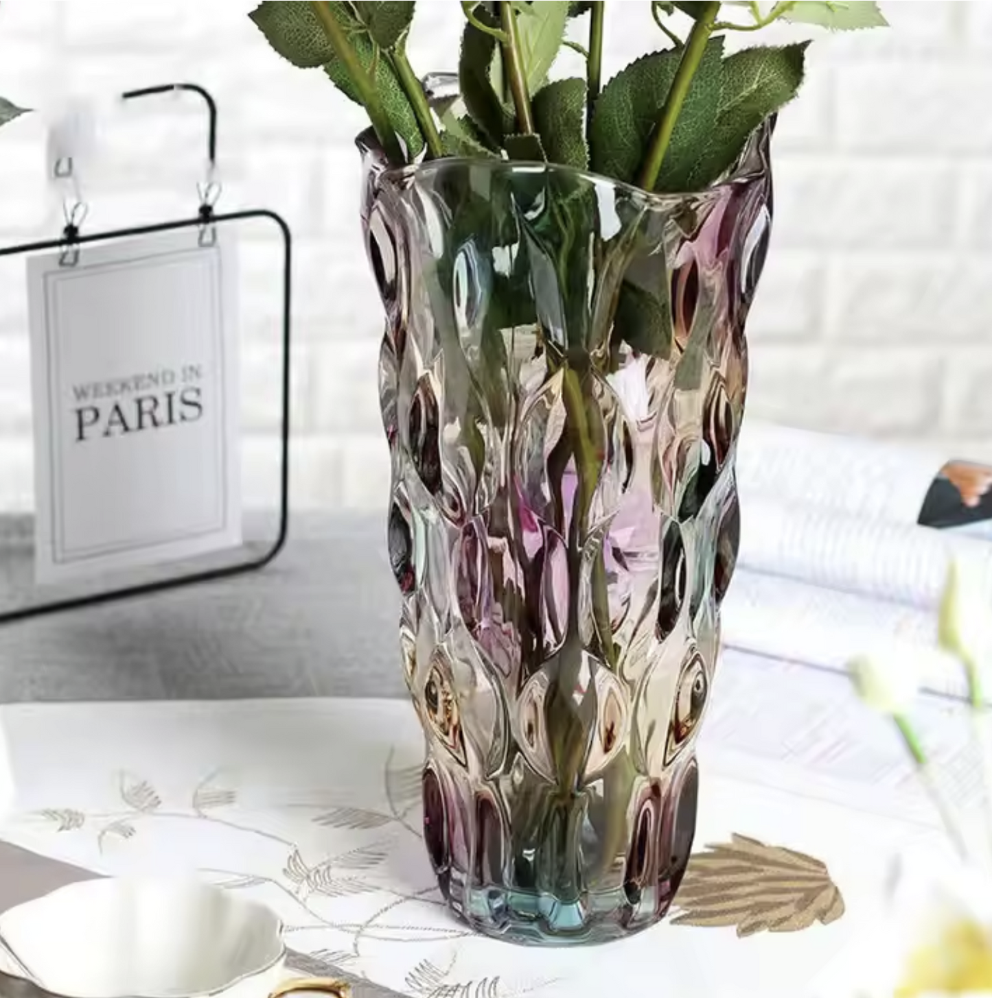 Luxury & Elegant Crystal Glass Vase – Decorative Centerpiece for Floral Arrangements