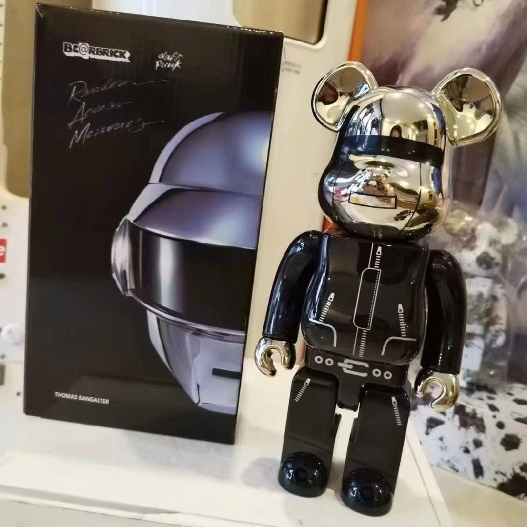 28cm Plated Designer Bear Sculpture – Punk Style Art Toy