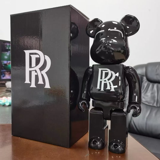 28cm Plated Designer Bear Sculpture – Punk Style Art Toy