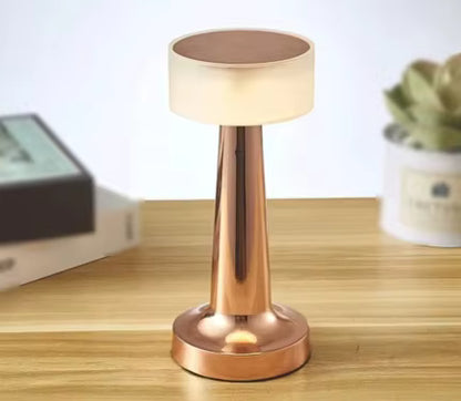 Rechargeable Cordless LED Touch Table Lamp – Mini Gold Night Light with 3 Brightness Levels for Hotels & Restaurants