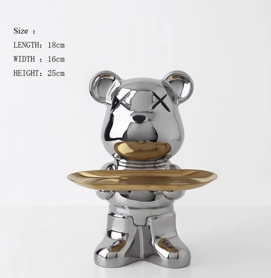 Modern Ceramic Bear Tray – Animal Figurine & Home Decor Accent