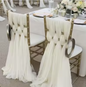 54×180cm White Chair Sashes – Sheer Chiffon Covers for Weddings & Parties