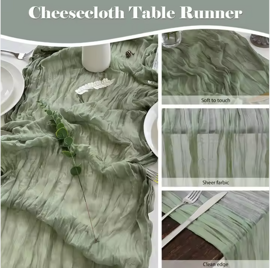Elegant Gauze Table Runner – Long Soft Fabric for Holiday & Event Tables