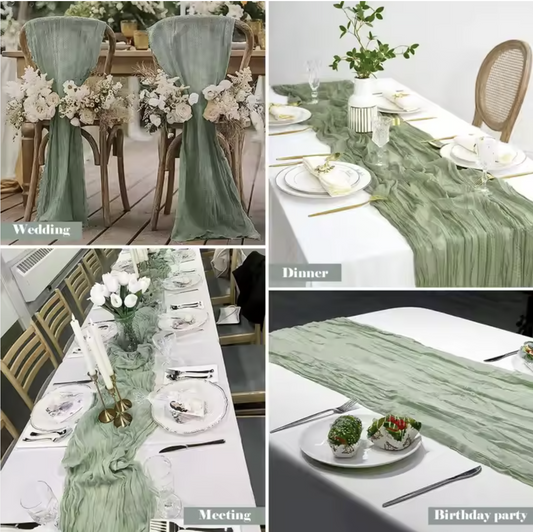 Elegant Gauze Table Runner – Long Soft Fabric for Holiday & Event Tables