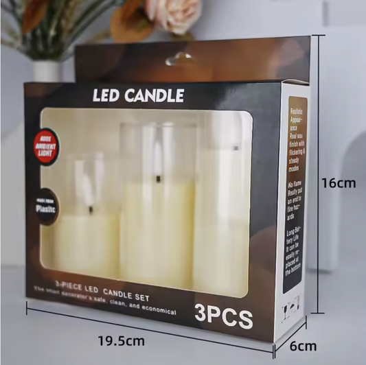 Set of 3 Led Candle Lamp Electronic Battery Power Candles Flameless Flicker Tea Candles for Decor Wedding Decorative Light